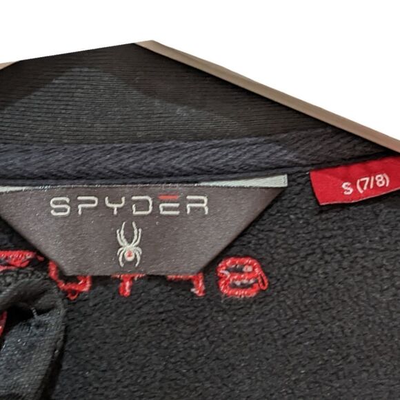 SPYDER Kids Unisex Black & Red Textured Full Zip Jacket Size S 7/8 - Picture 7 of 9